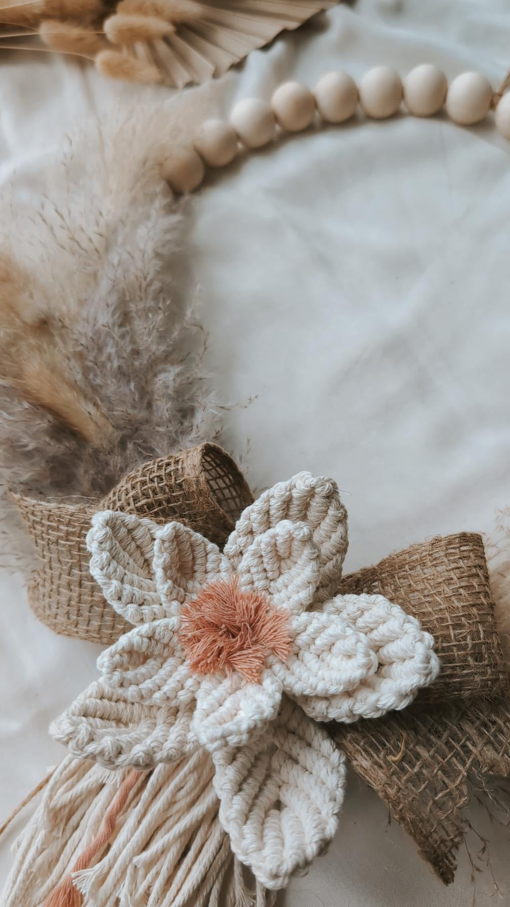 Macrame & Pampas Grass Wreath, Bohemian Home Decor