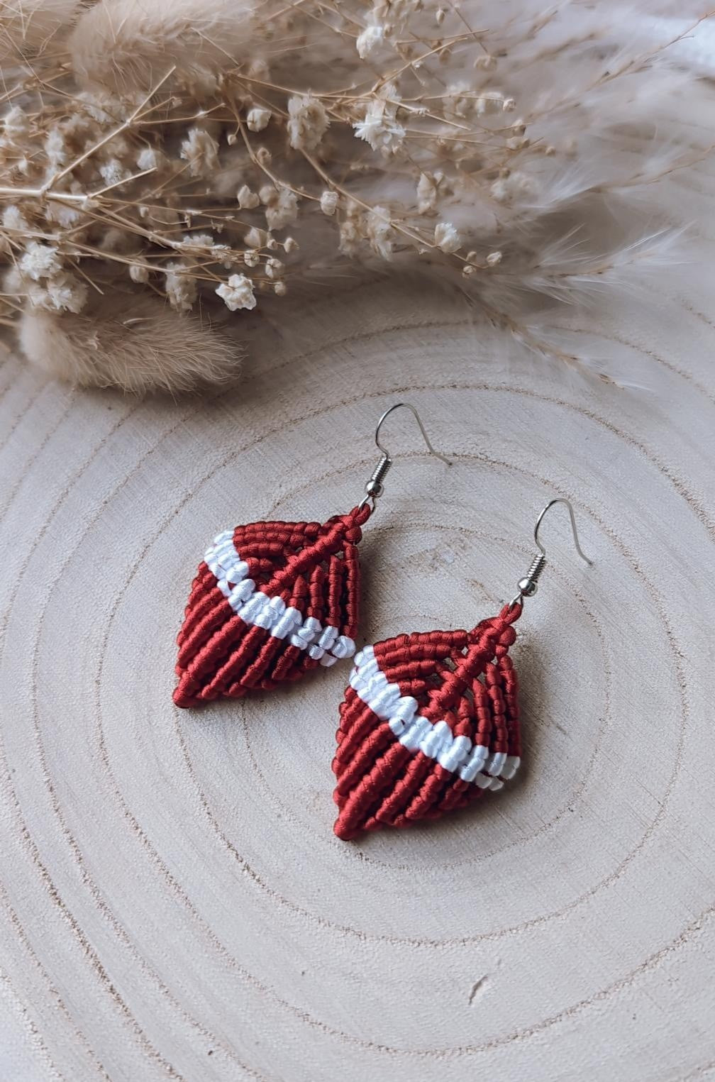 Macrame Leaf, Feather Earrings, Elegant Boho Bohemian Style Accessory, Gift For Her, Handmade Gifts.