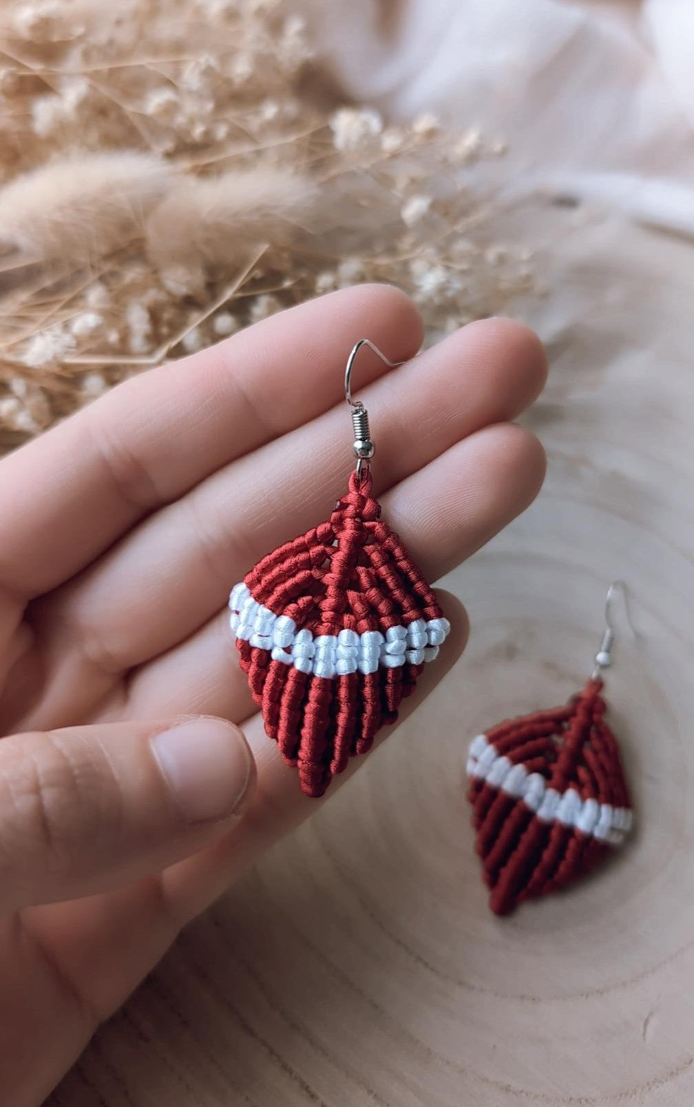 Macrame Leaf, Feather Earrings, Elegant Boho Bohemian Style Accessory, Gift For Her, Handmade Gifts.