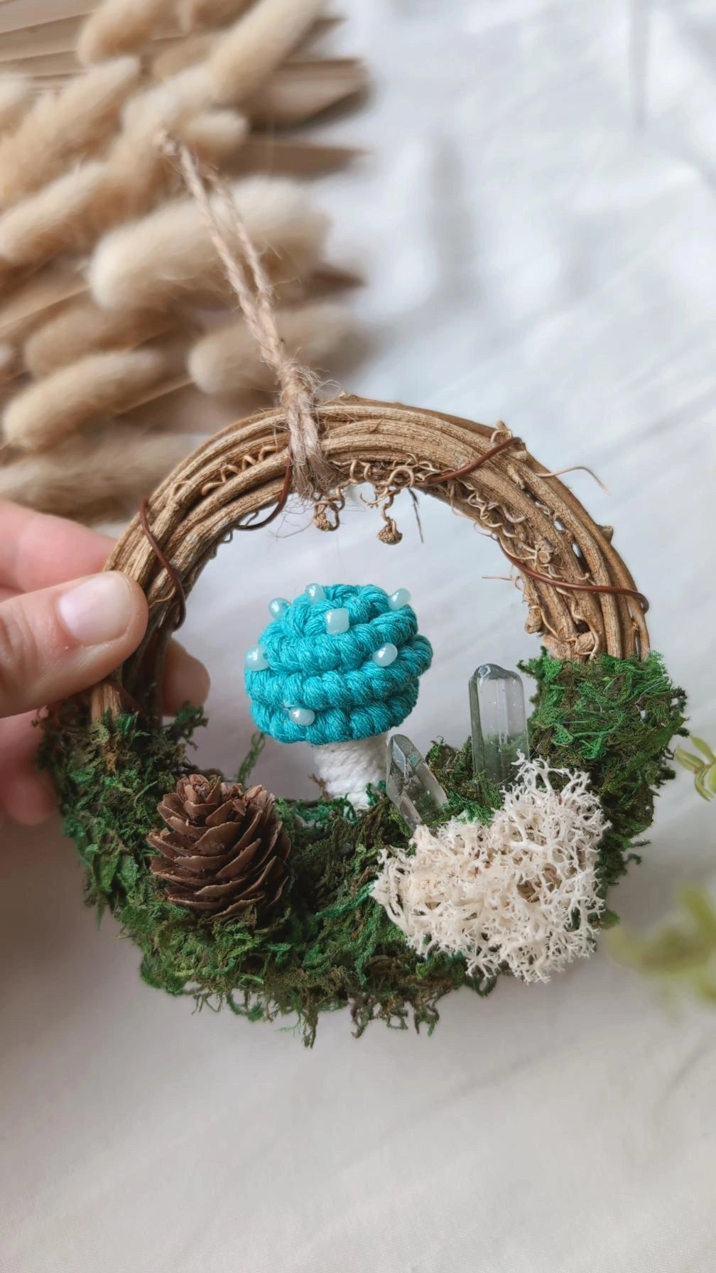 Magical Woodland Mushies, Macrame Mushroom Wreath Decors