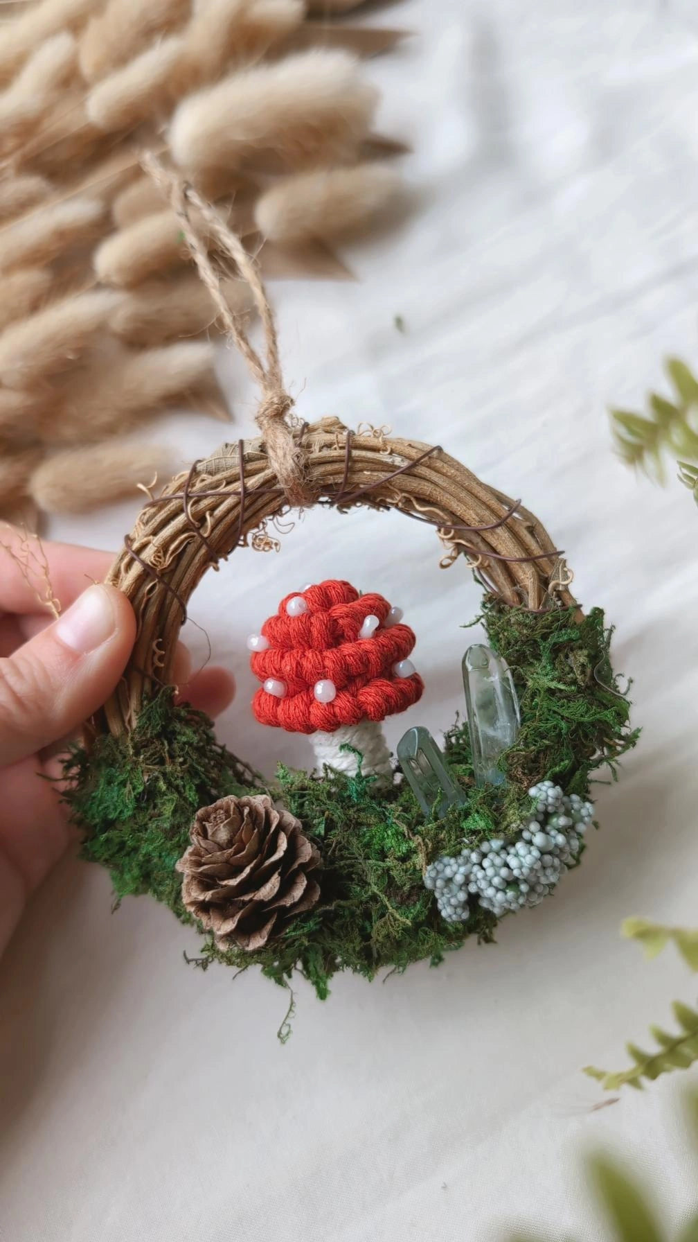 Magical Woodland Mushies, Macrame Mushroom Wreath Decors