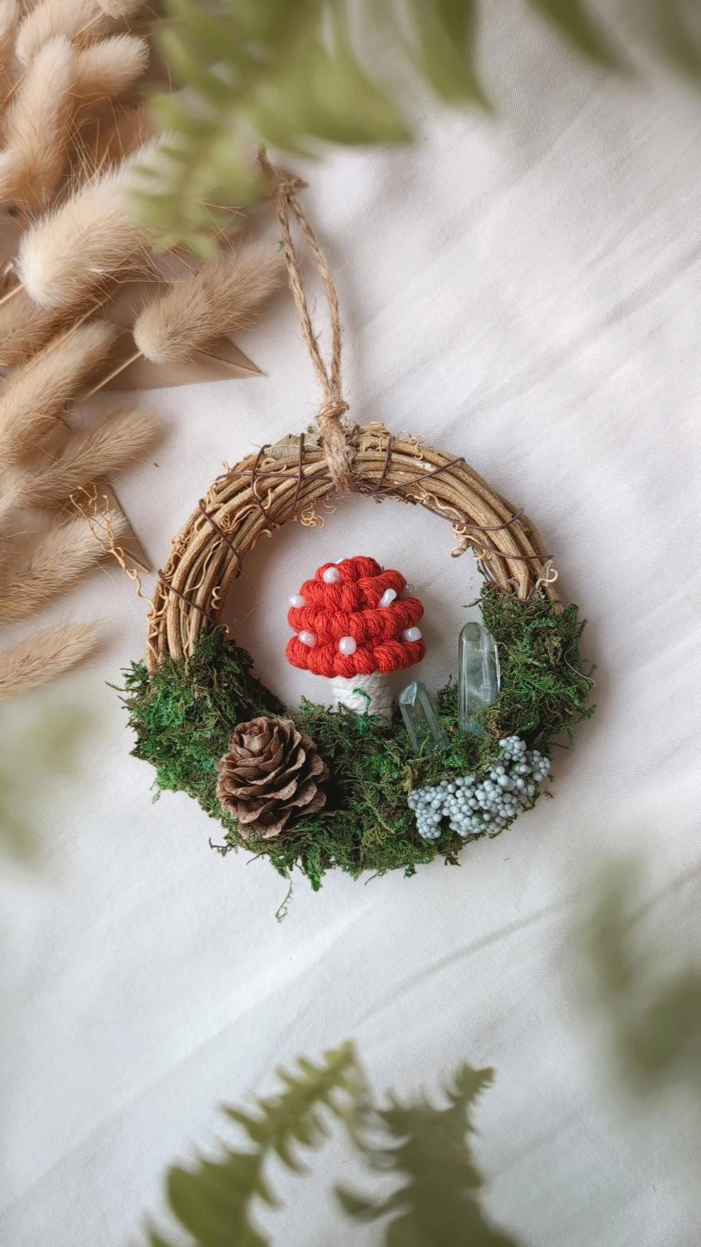 Magical Woodland Mushies, Macrame Mushroom Wreath Decors