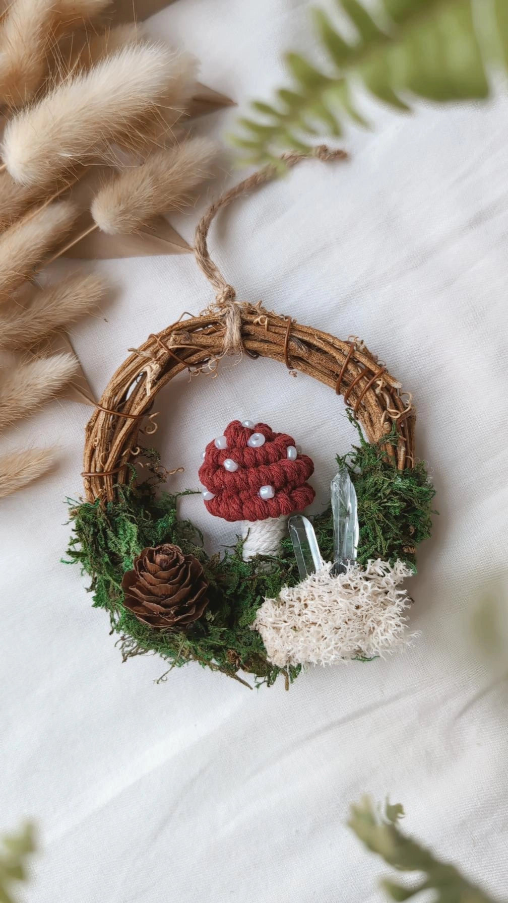 Magical Woodland Mushies, Macrame Mushroom Wreath Decors