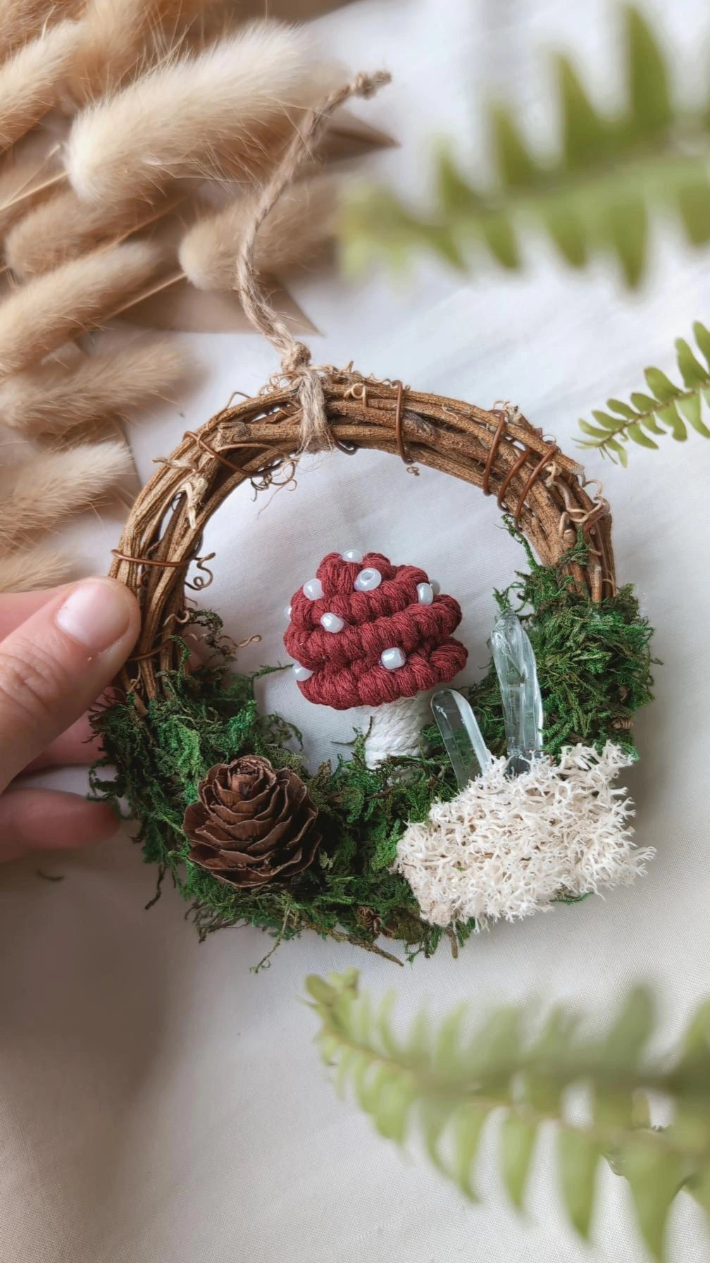 Magical Woodland Mushies, Macrame Mushroom Wreath Decors