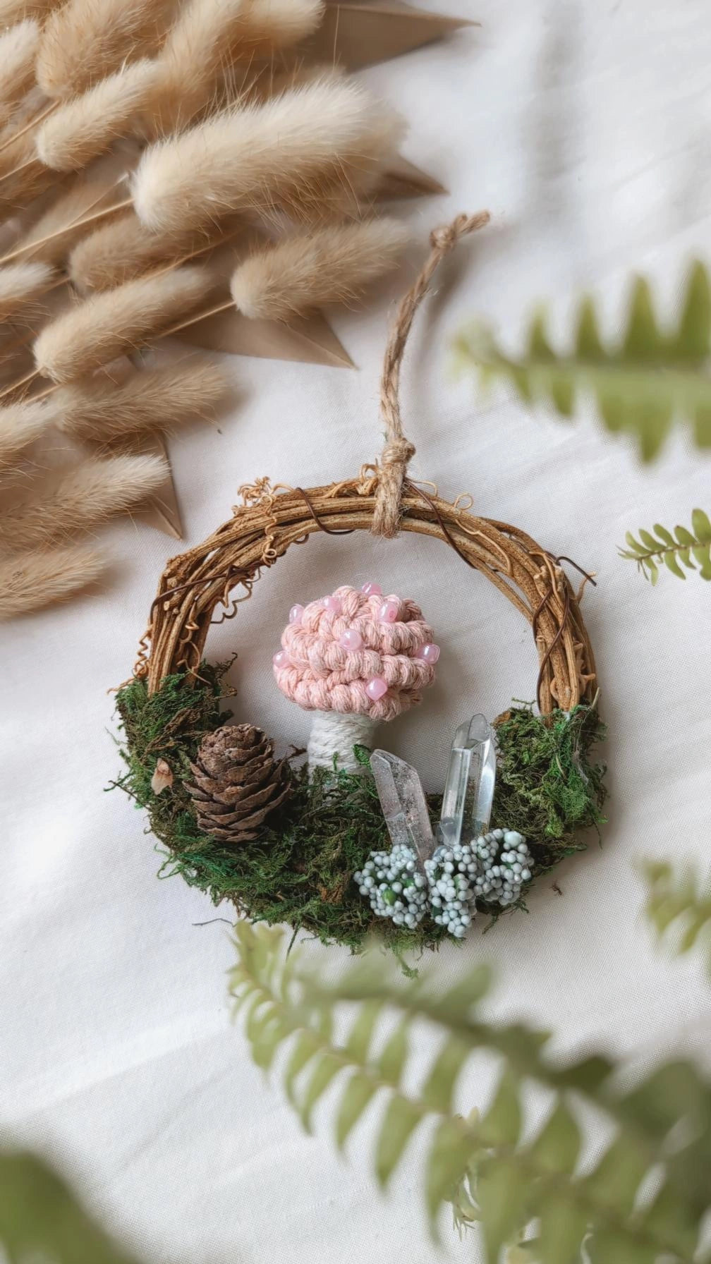 Magical Woodland Mushies, Macrame Mushroom Wreath Decors