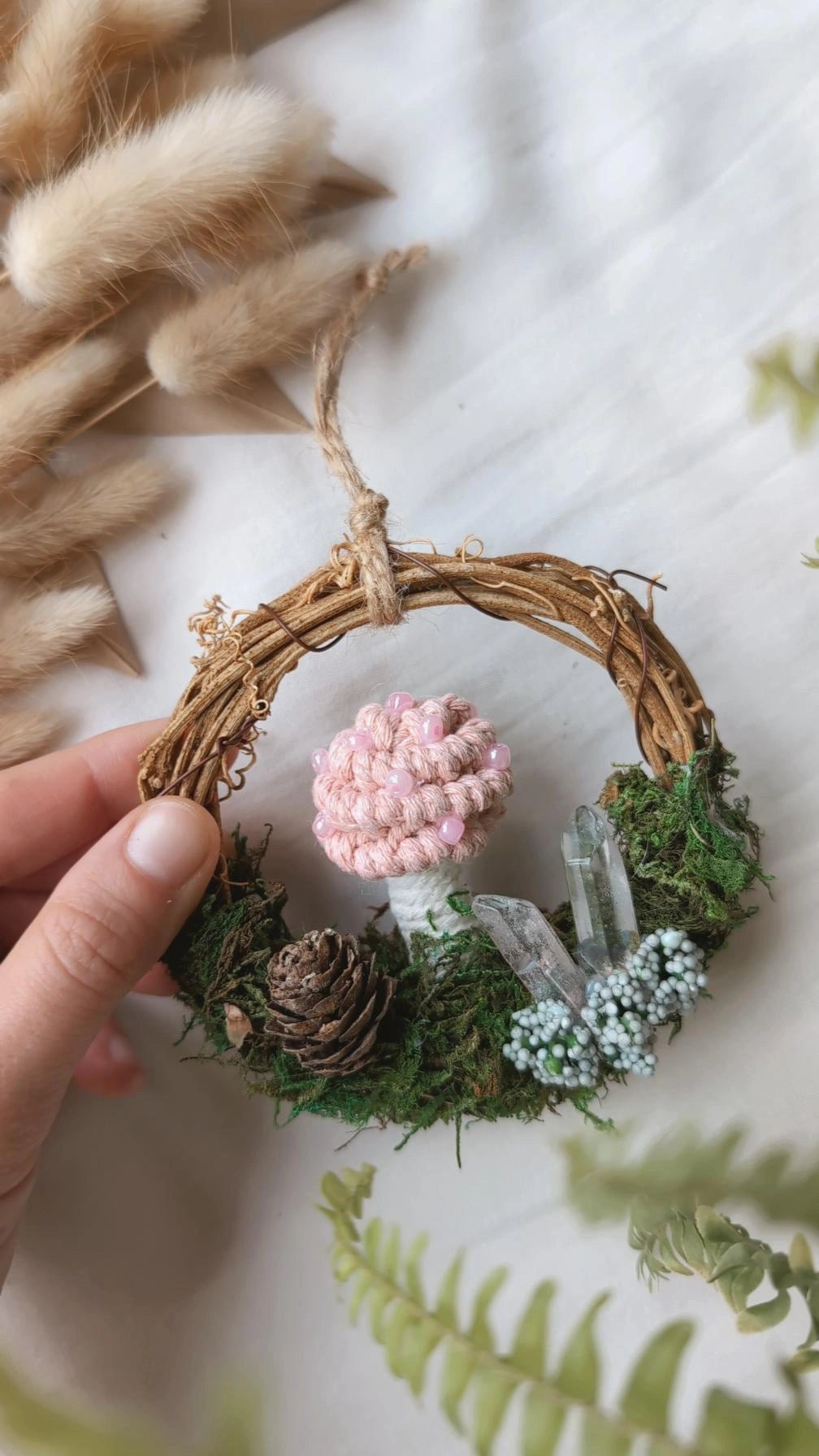 Magical Woodland Mushies, Macrame Mushroom Wreath Decors