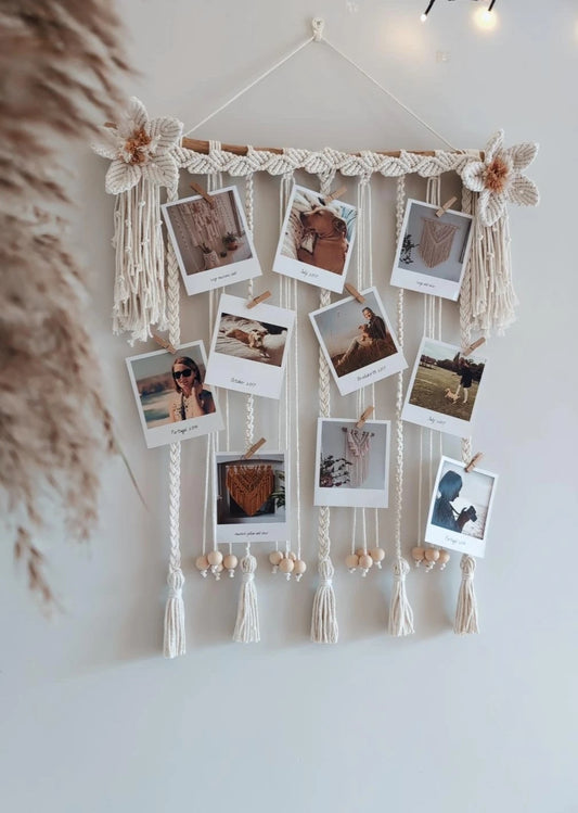 MADE TO ORDER: Macrame Photo Display Wall Decor