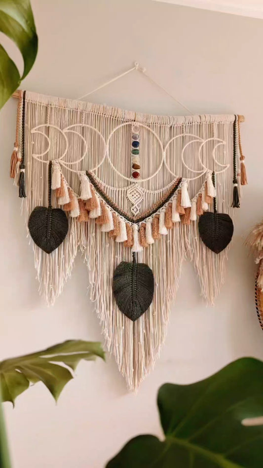 MADE TO ORDER Moon Phase & Chakra Crystals XL Macrame Wall Decor