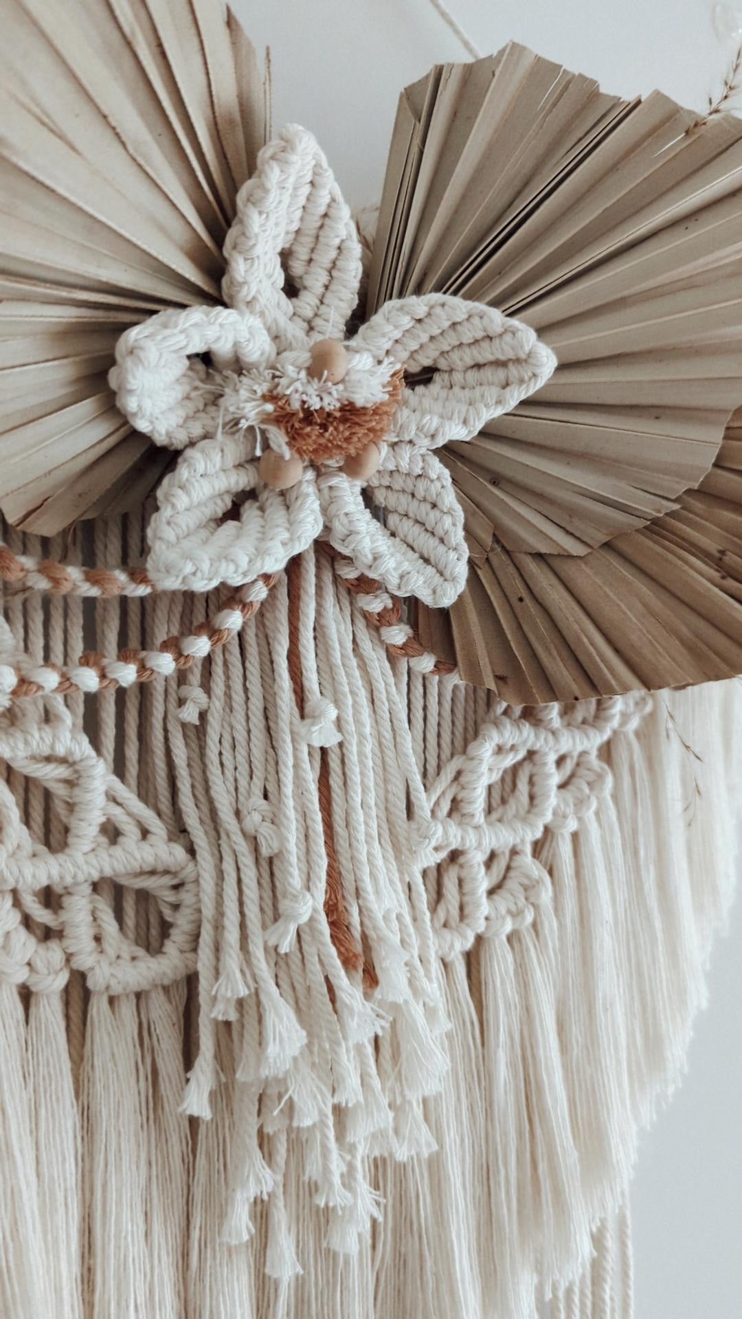 "Amelia" Macrame & Pampas Grass Wall Hanging, Rustic Boho Home Decor