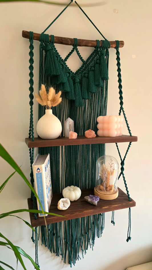 Green Double Macrame Shelf