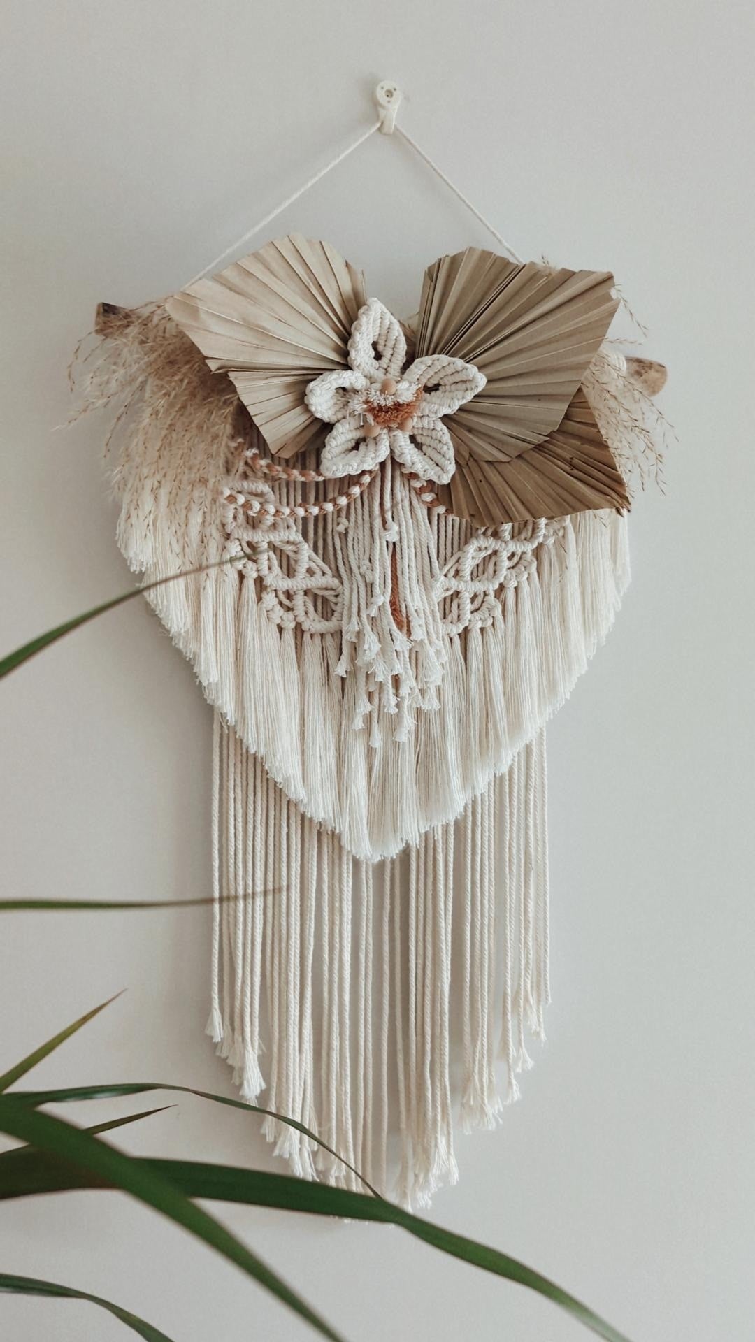 "Amelia" Macrame & Pampas Grass Wall Hanging, Rustic Boho Home Decor