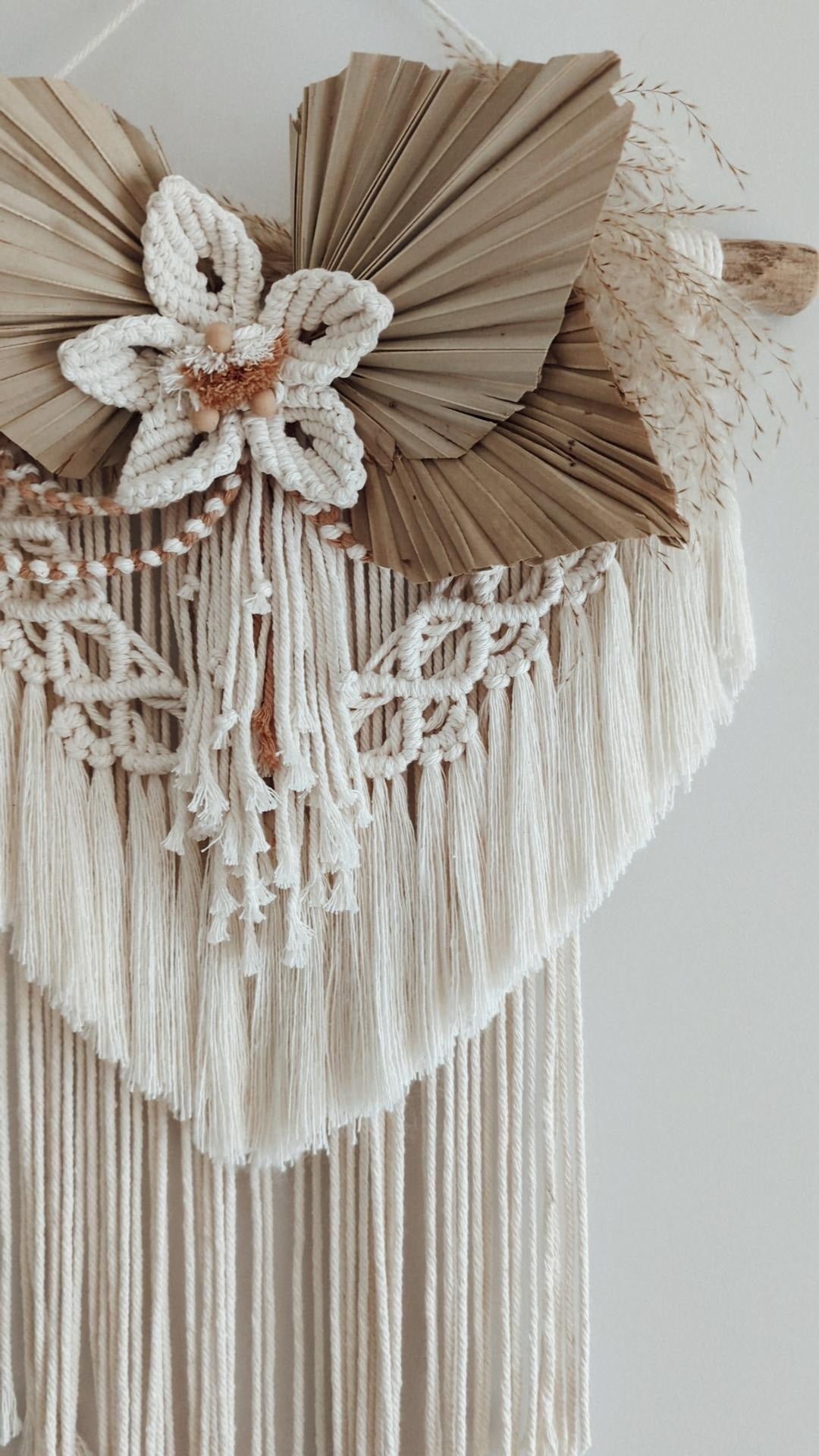 "Amelia" Macrame & Pampas Grass Wall Hanging, Rustic Boho Home Decor