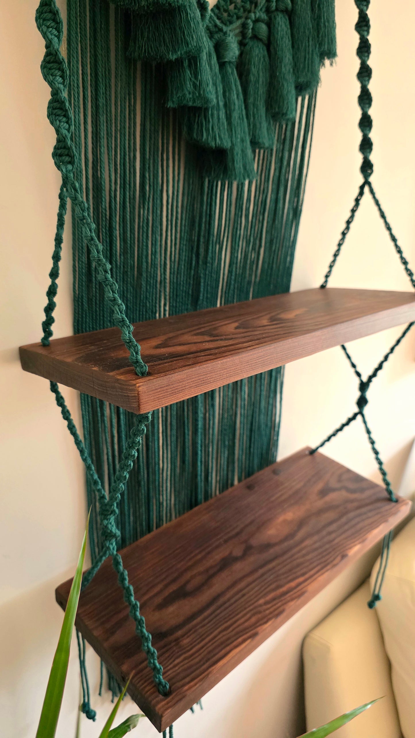 Green Double Macrame Shelf