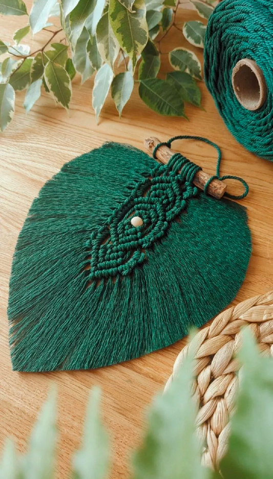 Green Macrame Leaf Home Decor