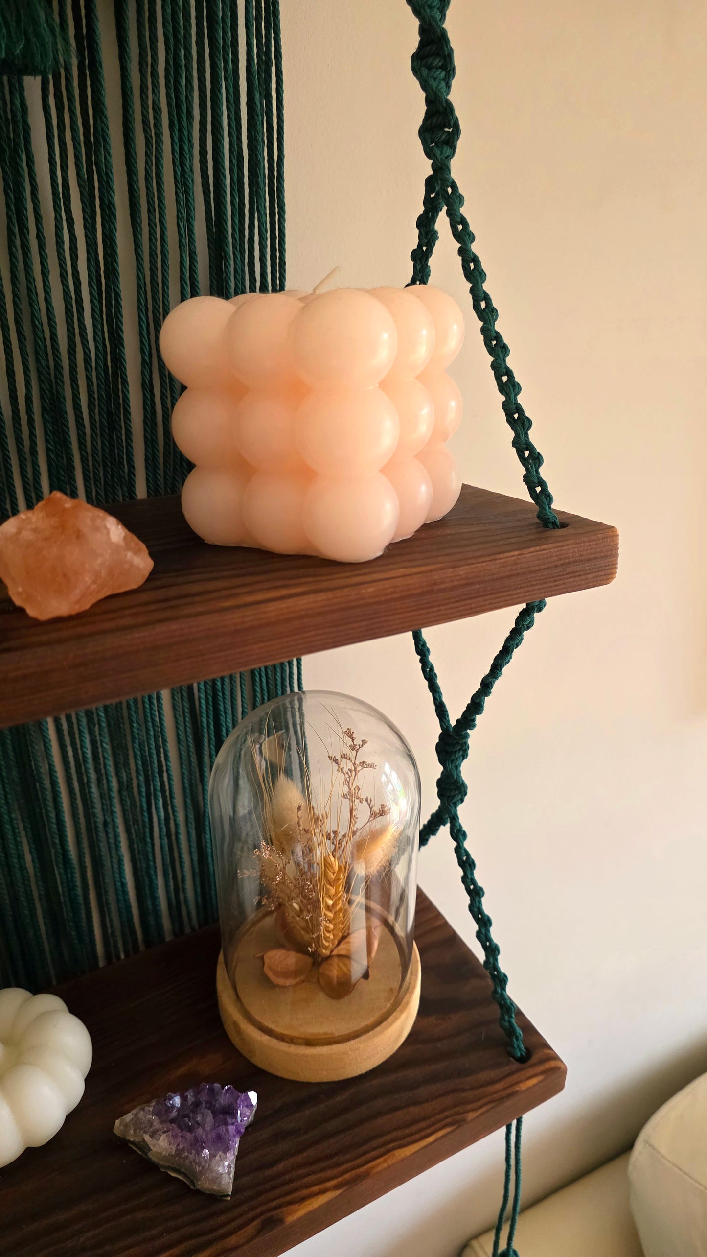 Green Double Macrame Shelf