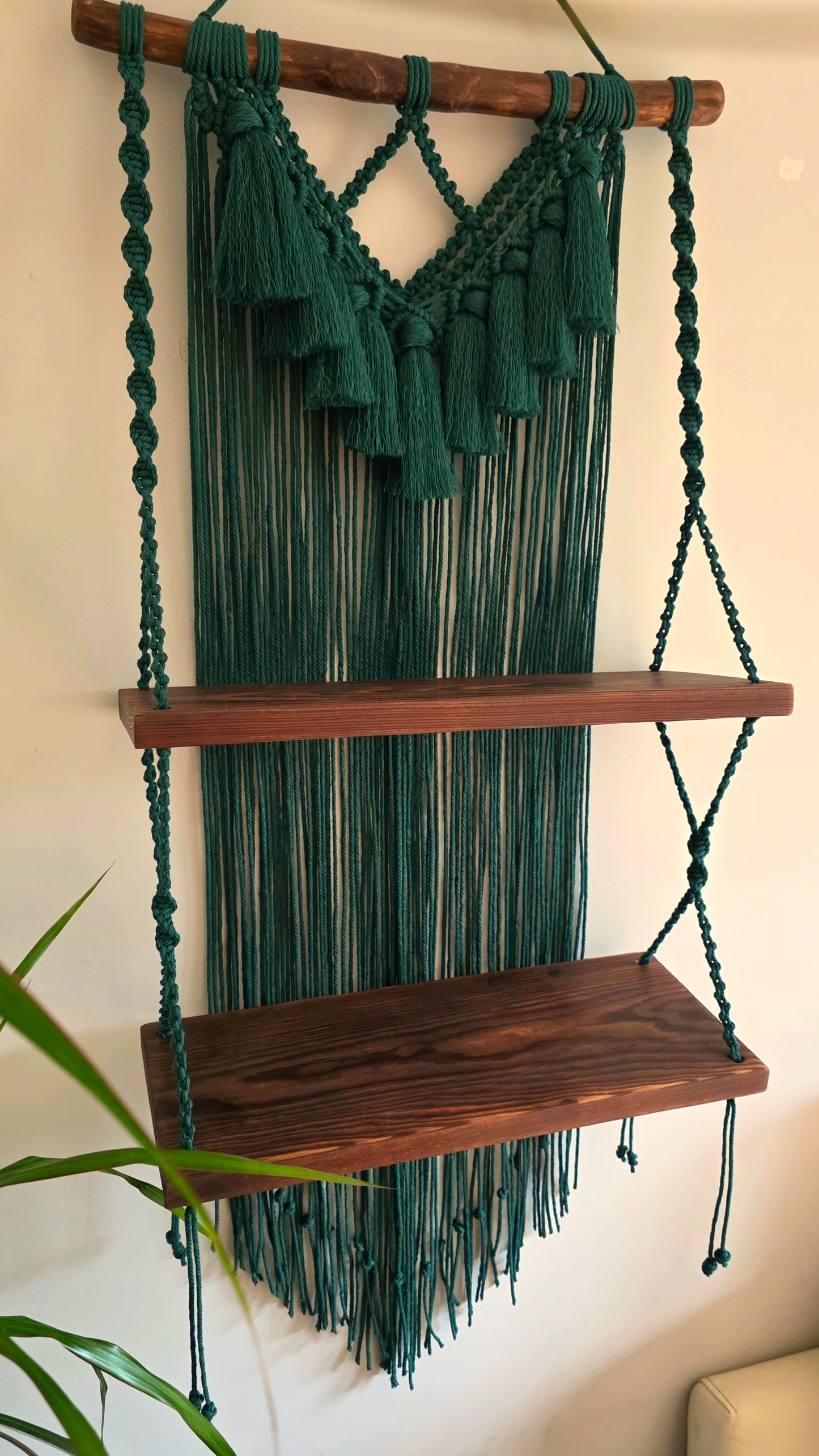 Green Double Macrame Shelf