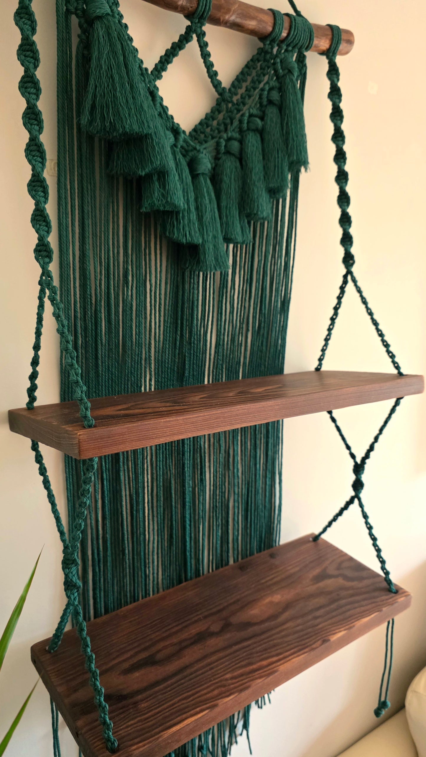 Green Double Macrame Shelf