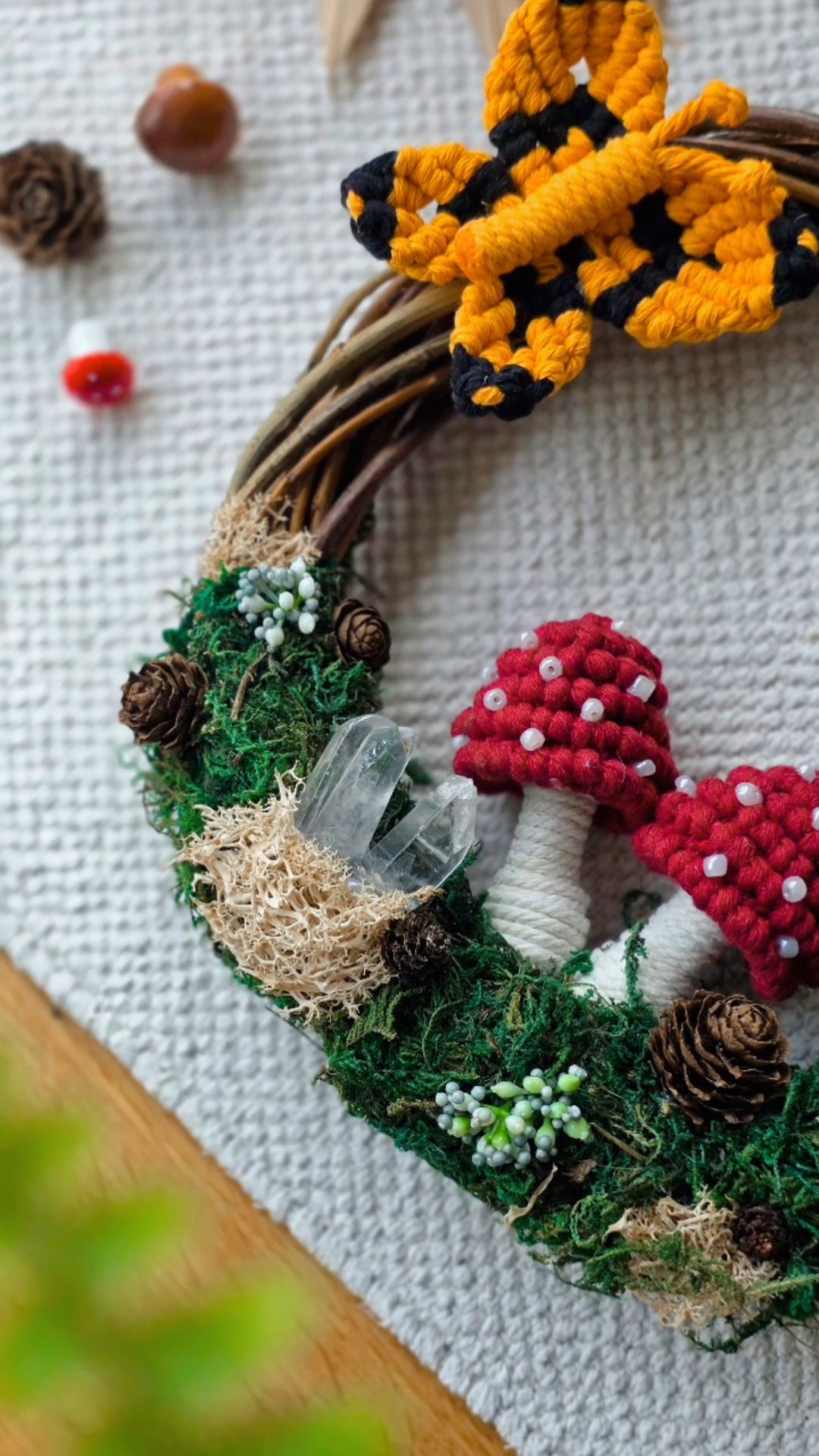 Mossy Macrame Mushroom Wreath 🍄🦋