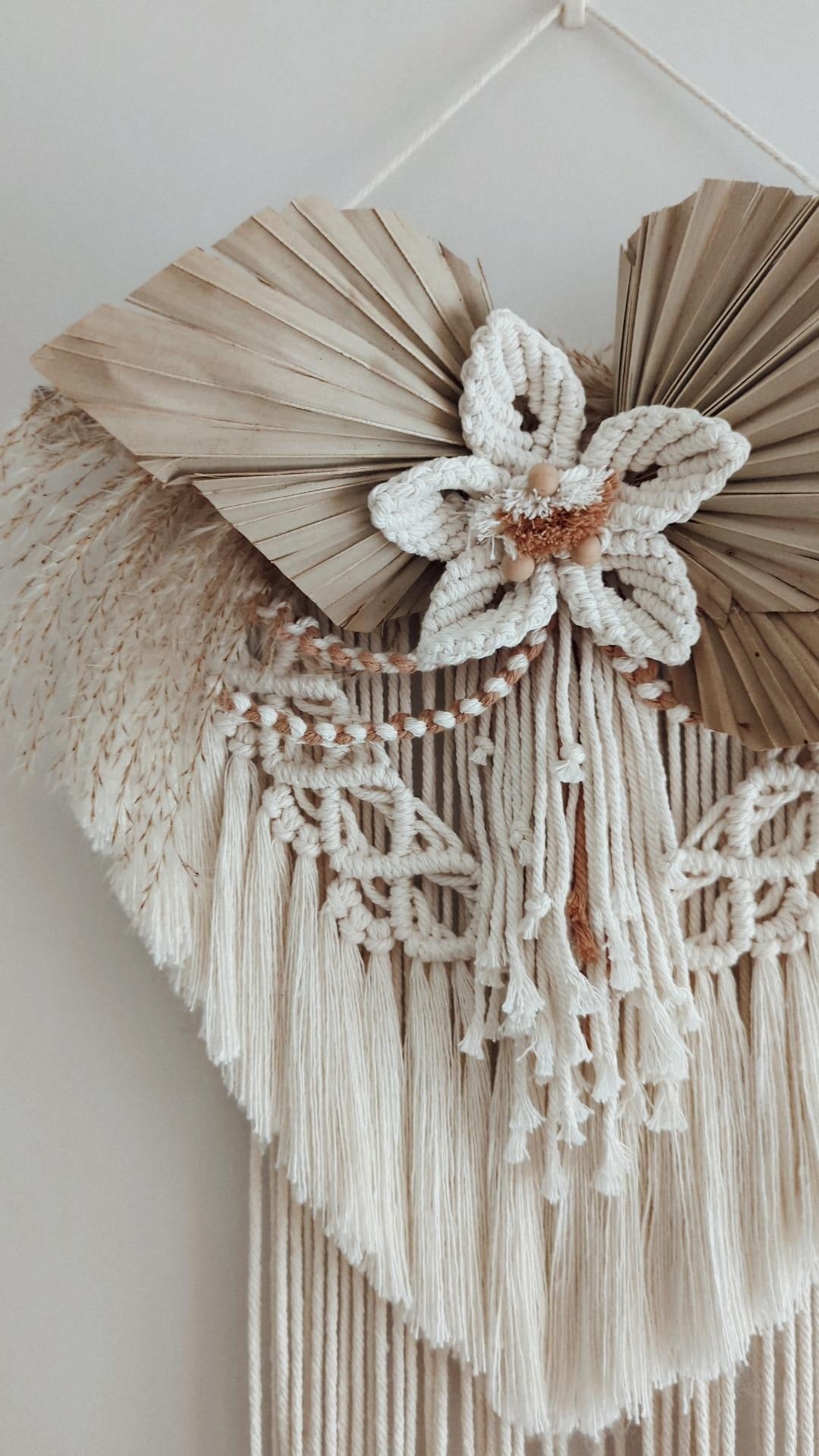 "Amelia" Macrame & Pampas Grass Wall Hanging, Rustic Boho Home Decor