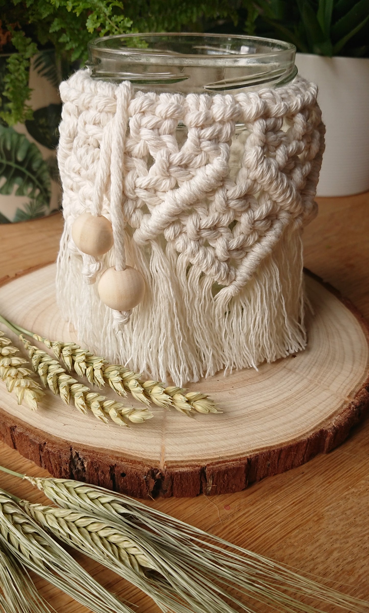 Decorative Macrame Jar, Vase, Candle Holder, Boho Inspired Home Decor