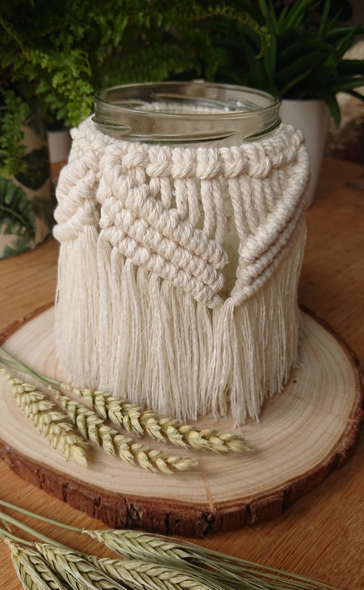 Decorative Macrame Jar, Vase, Candle Holder, Boho Inspired Home Decor