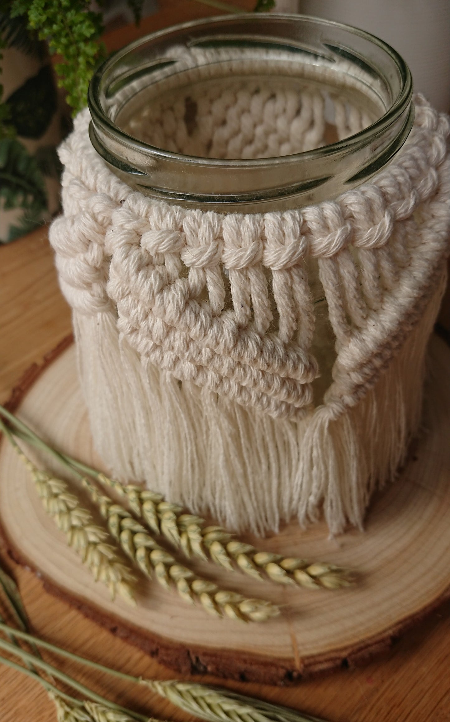 Decorative Macrame Jar, Vase, Candle Holder, Boho Inspired Home Decor