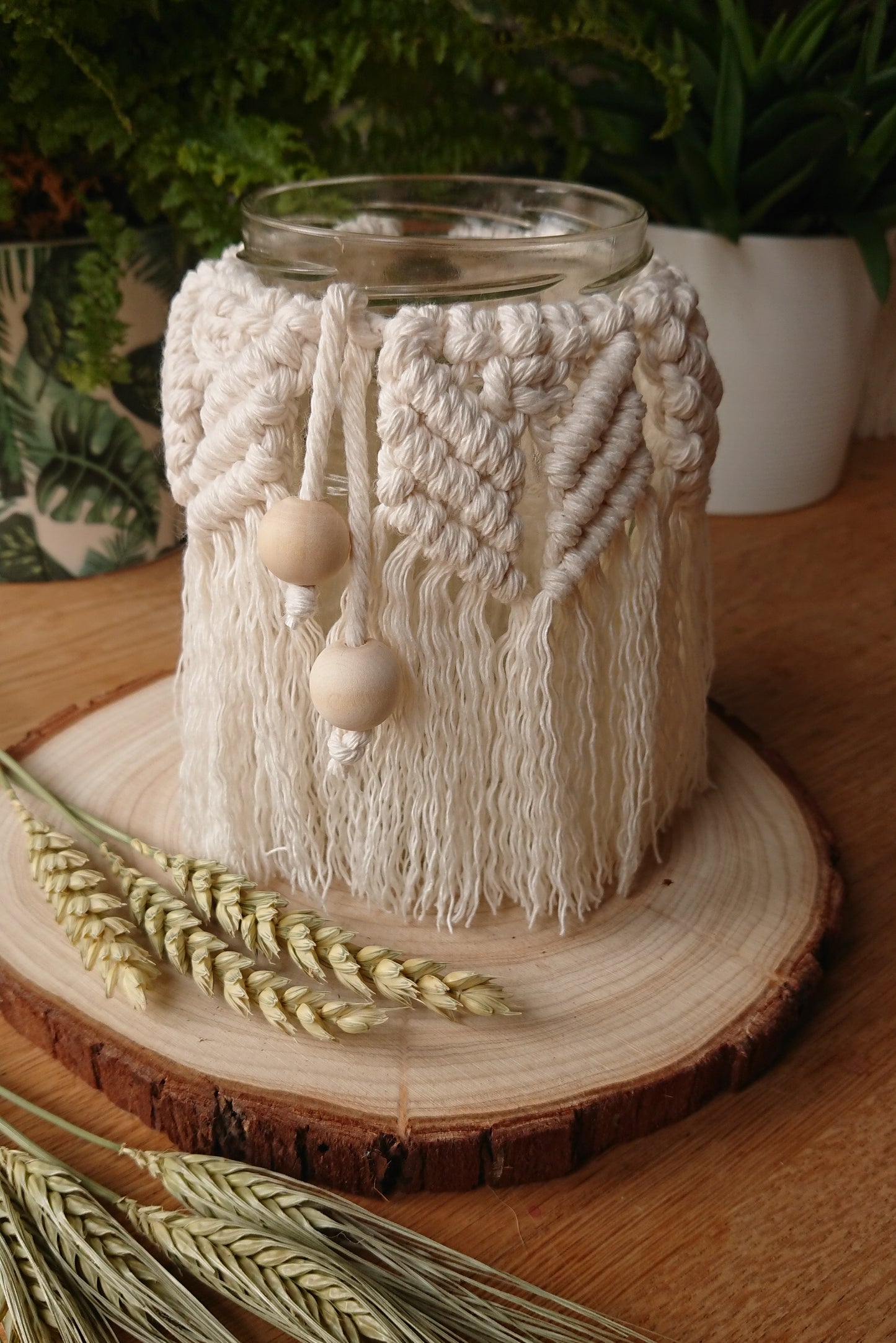 Decorative Macrame Jar, Vase, Candle Holder, Boho Inspired Home Decor