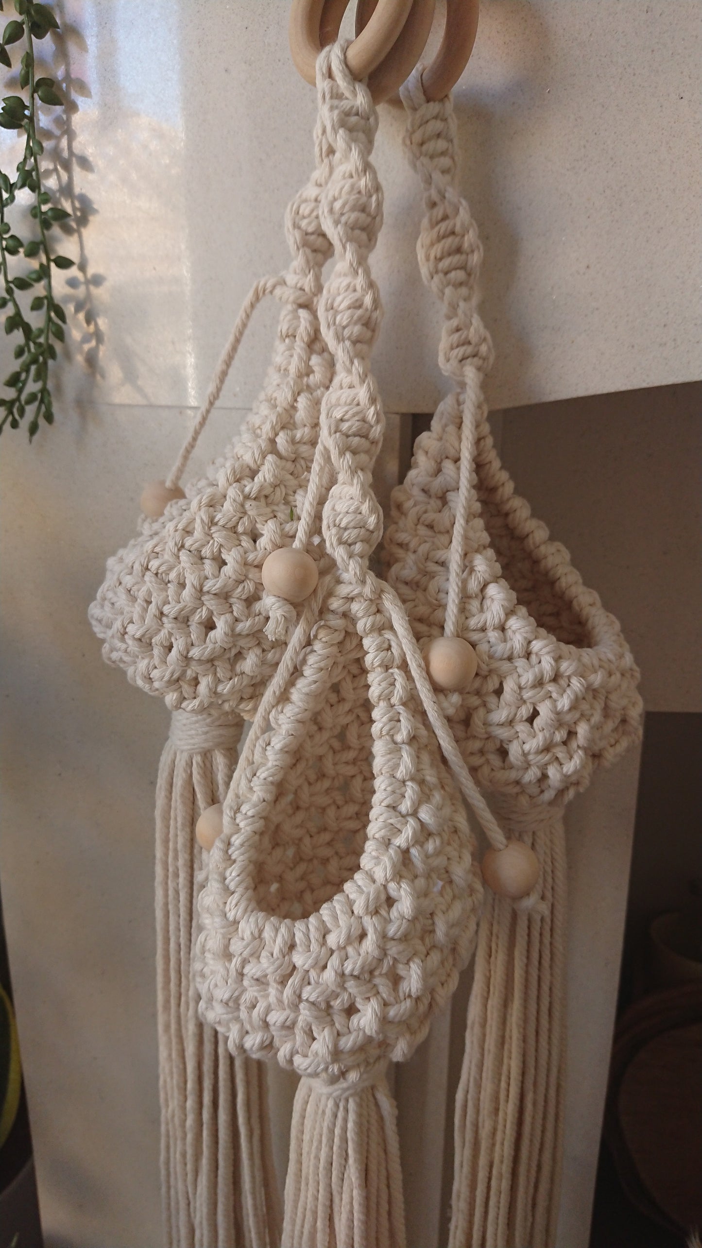 Set of 3 Macrame Plant Pods, Air Plant Hangers