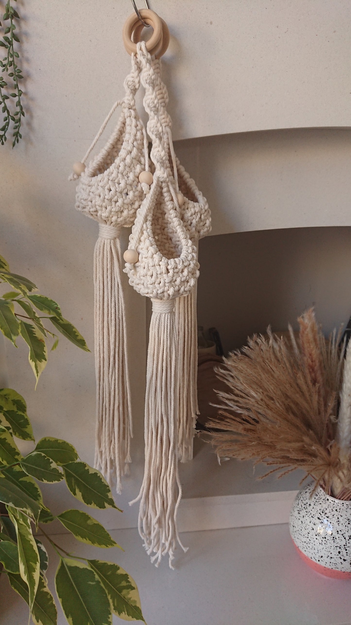 Set of 3 Macrame Plant Pods, Air Plant Hangers