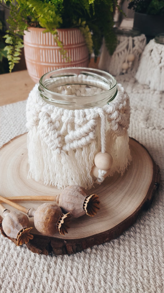 Decorative Macrame Jar, Vase, Candle Holder, Boho Inspired Home Decor